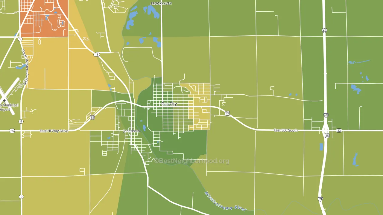 46933, IN block-group voter-turnout map
