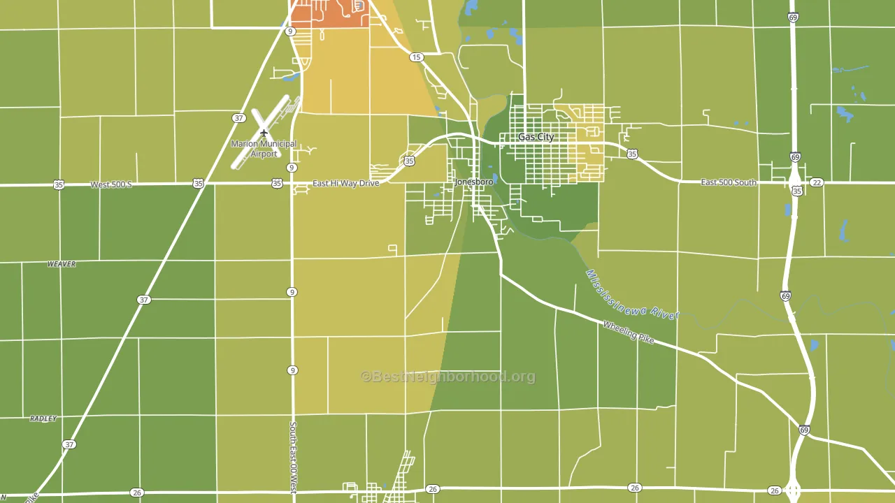 46938, IN block-group voter-turnout map