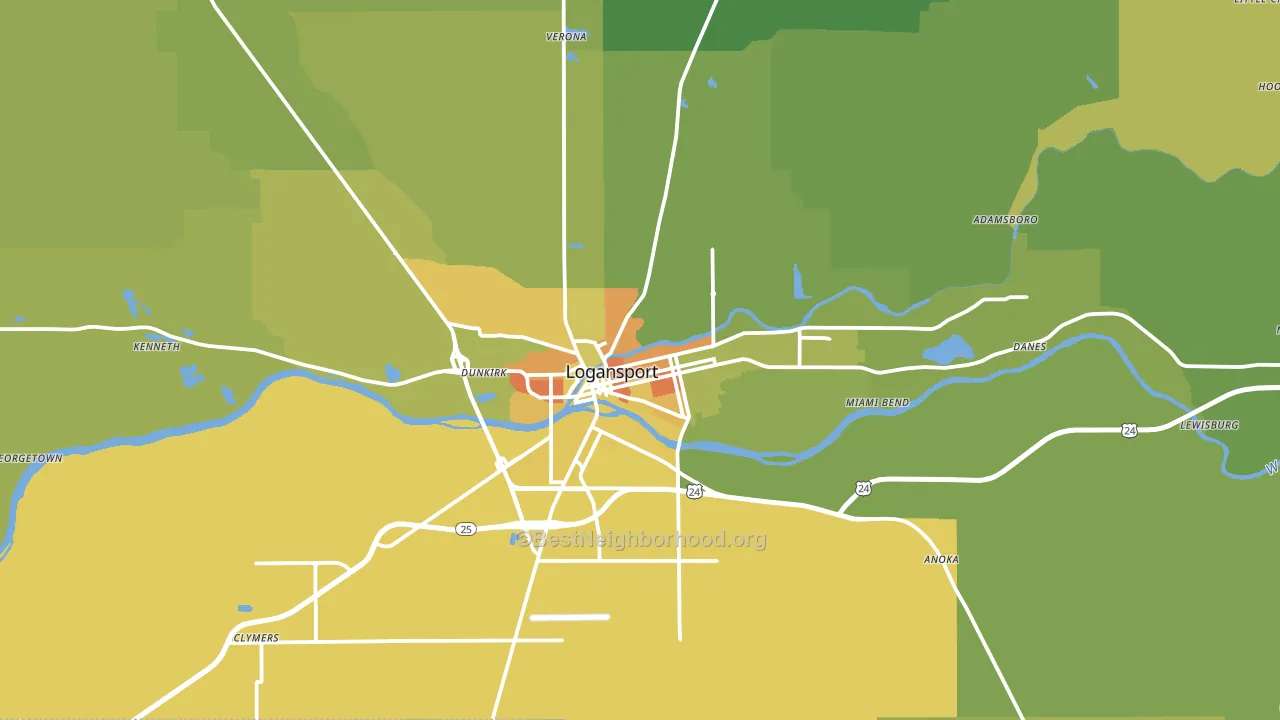 46947, IN block-group voter-turnout map