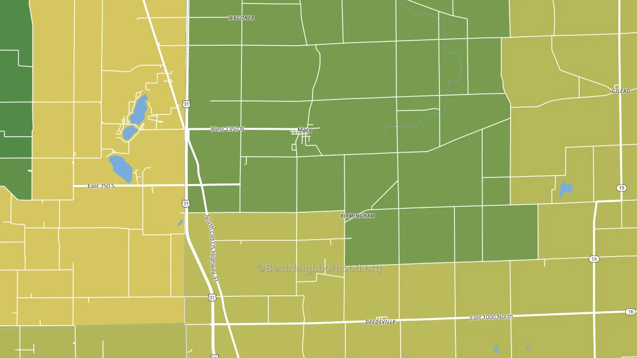 46951, IN block-group voter-turnout map