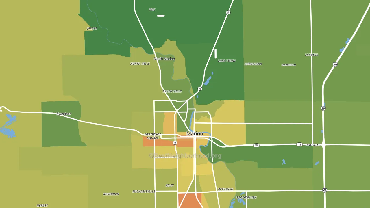 46952, IN block-group voter-turnout map