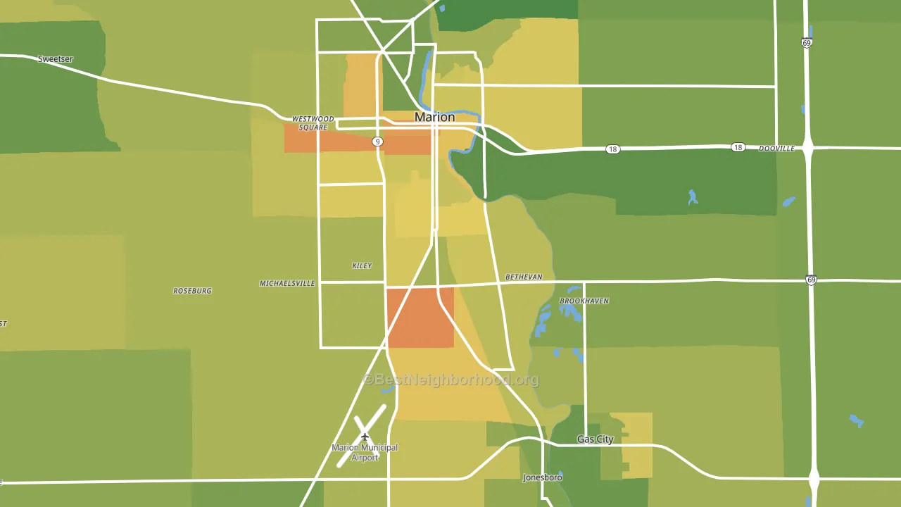 46953, IN block-group voter-turnout map