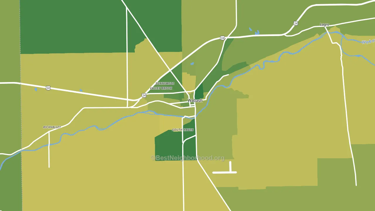 46992, IN block-group voter-turnout map