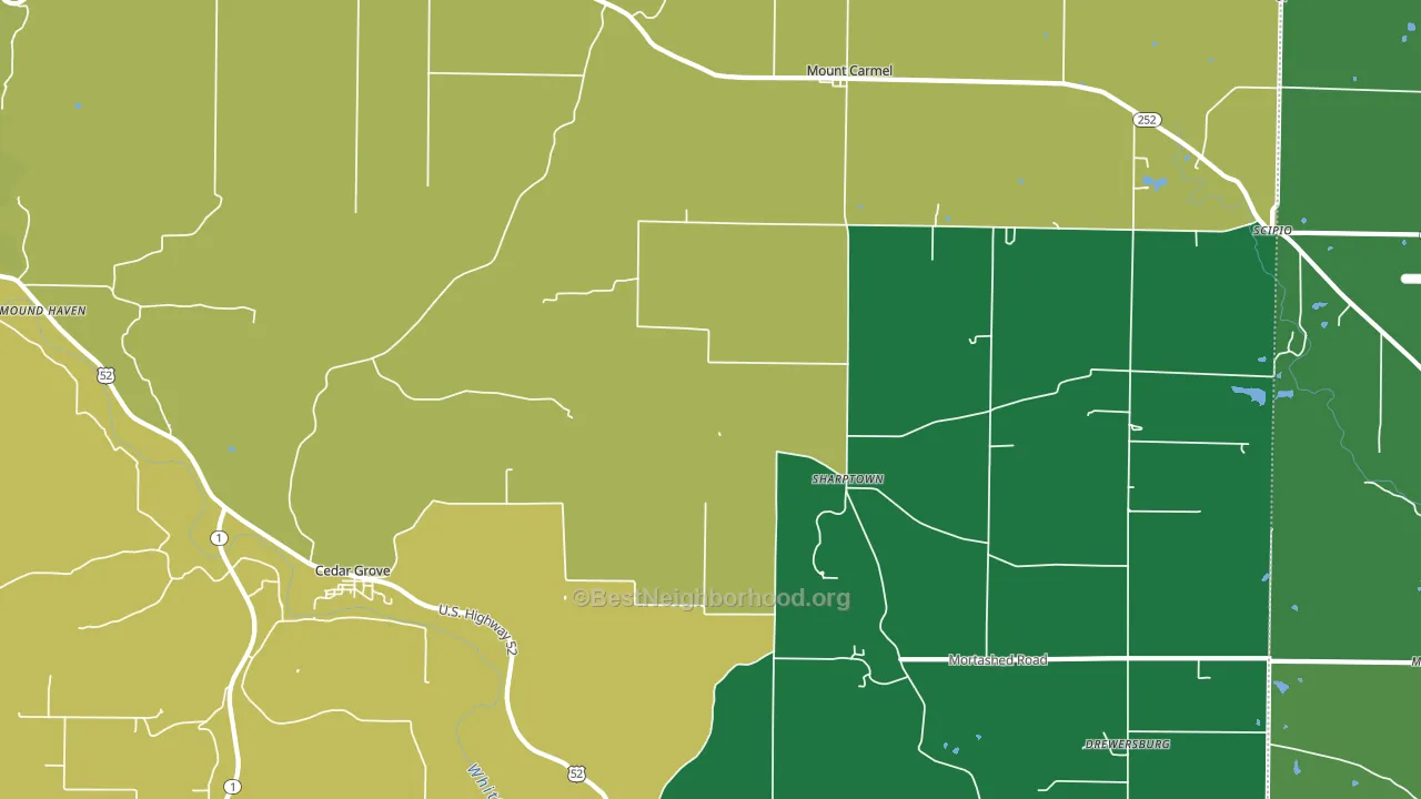 47016, IN block-group voter-turnout map