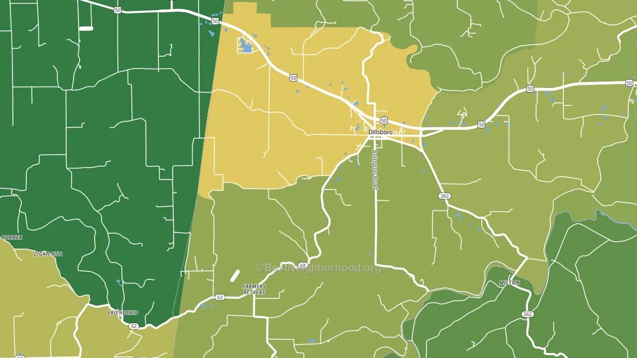 47018, IN block-group voter-turnout map
