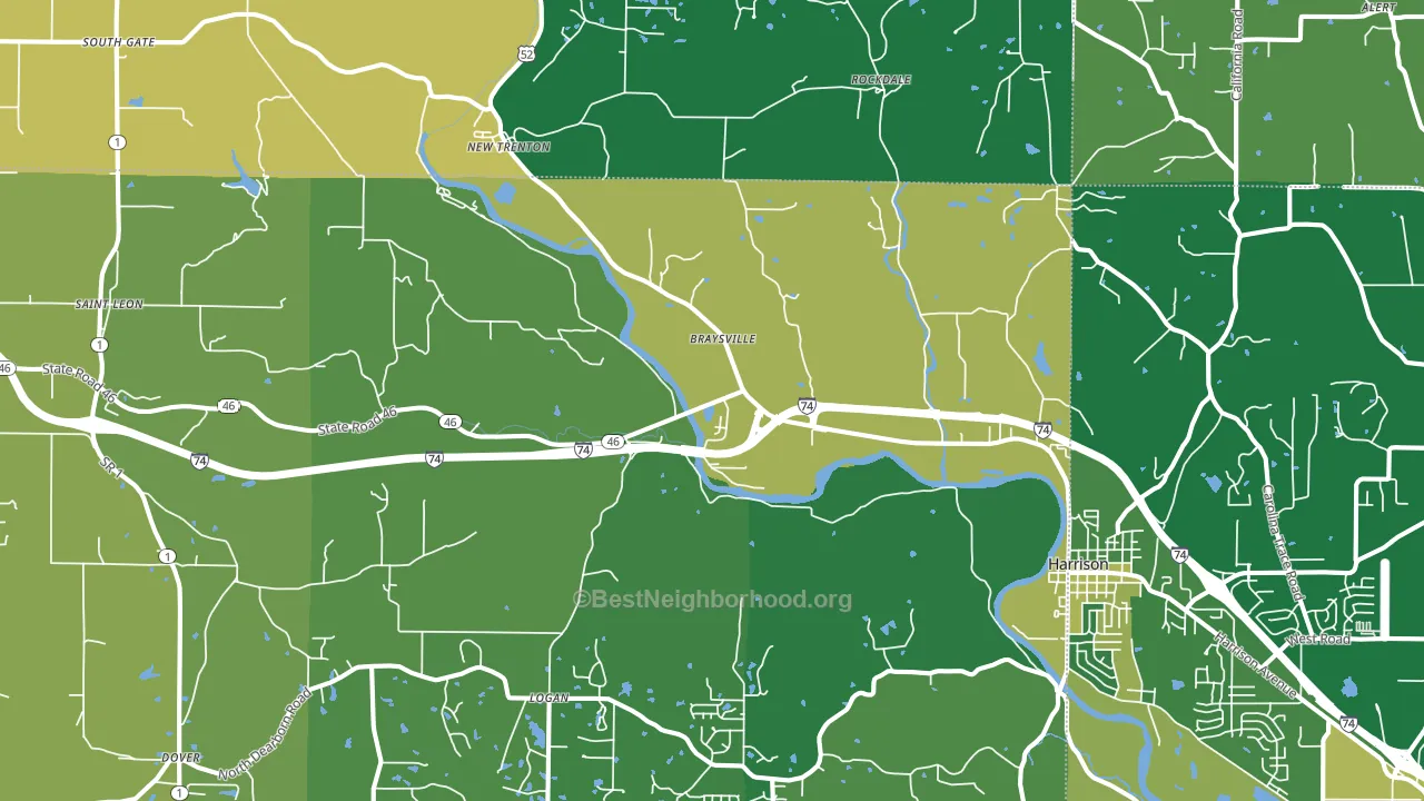 47060, IN block-group voter-turnout map