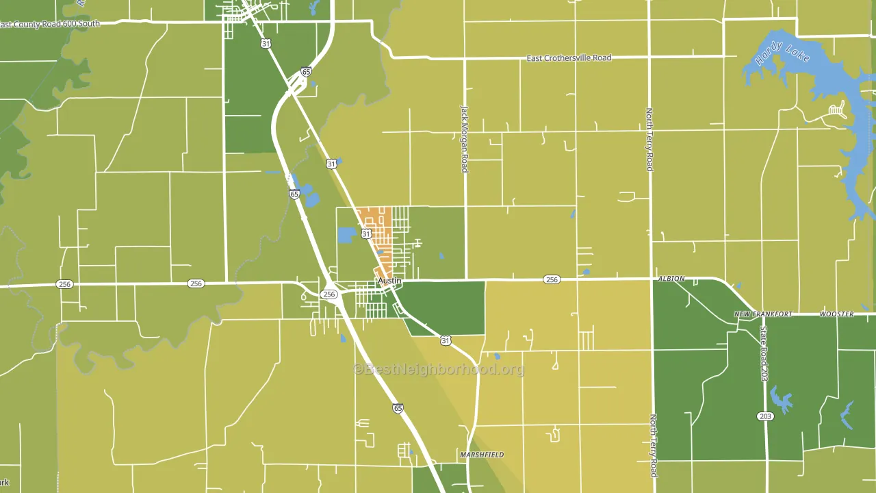 47102, IN block-group voter-turnout map