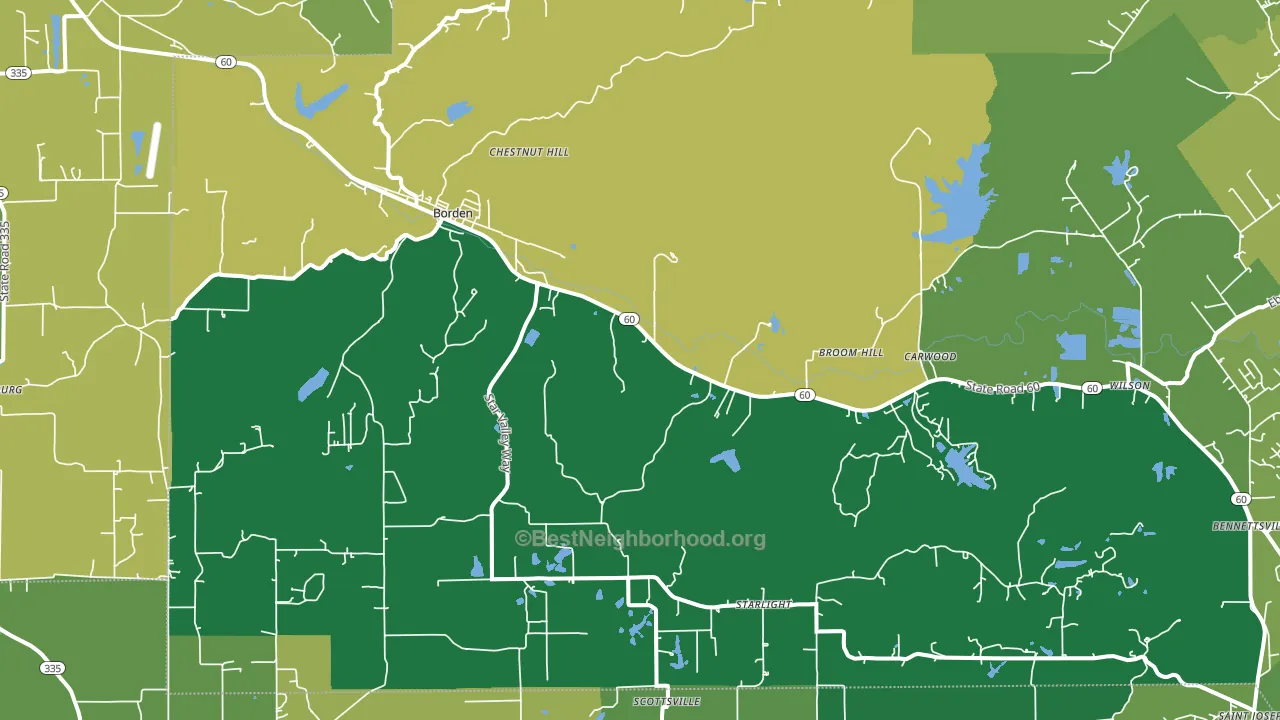 47106, IN block-group voter-turnout map