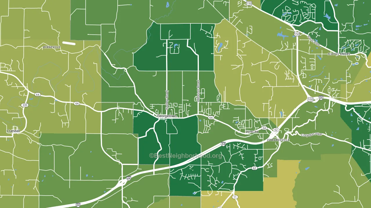 47122, IN block-group voter-turnout map