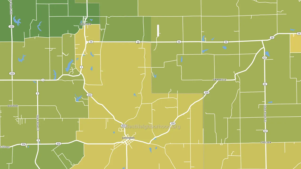 47138, IN block-group voter-turnout map