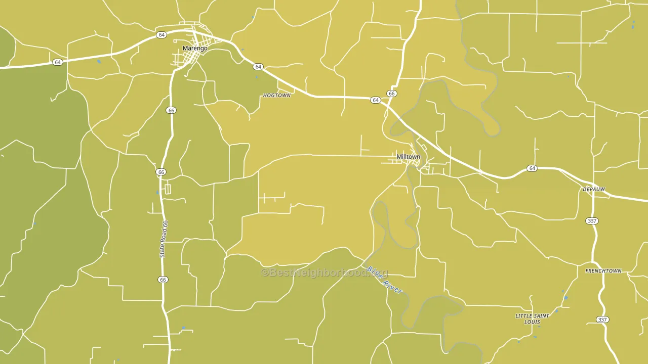 47145, IN block-group voter-turnout map