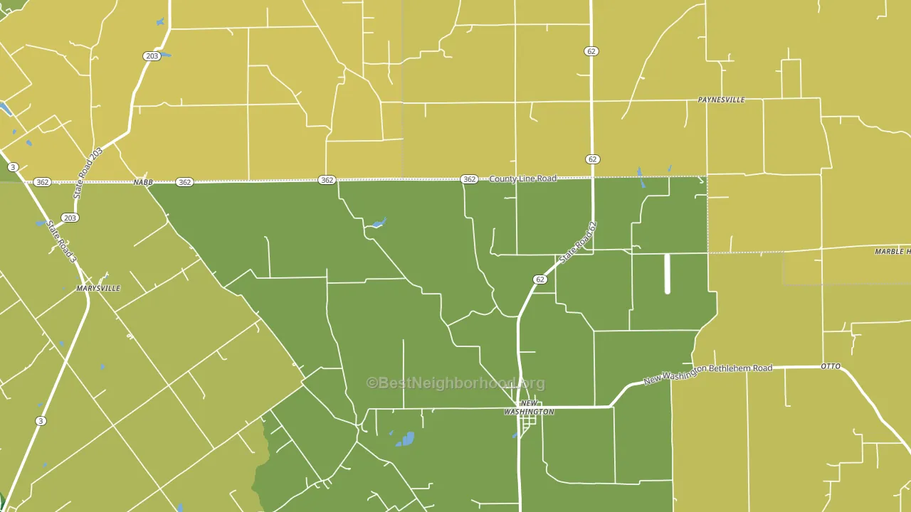 47147, IN block-group voter-turnout map
