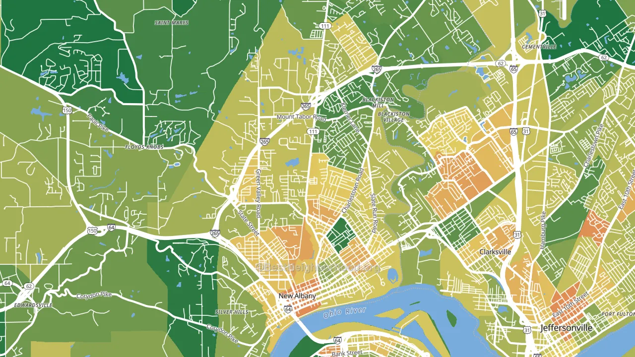 47150, IN block-group voter-turnout map