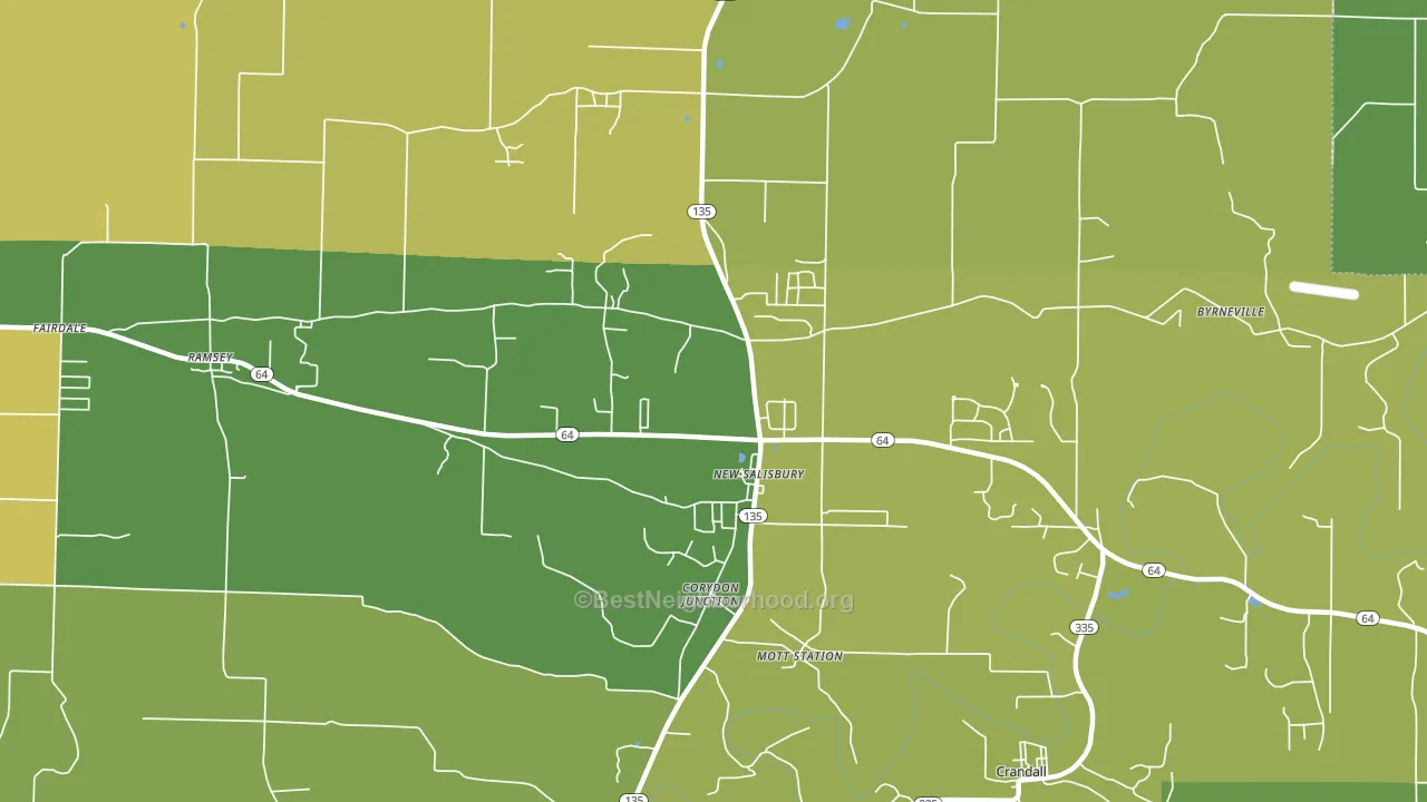 47161, IN block-group voter-turnout map