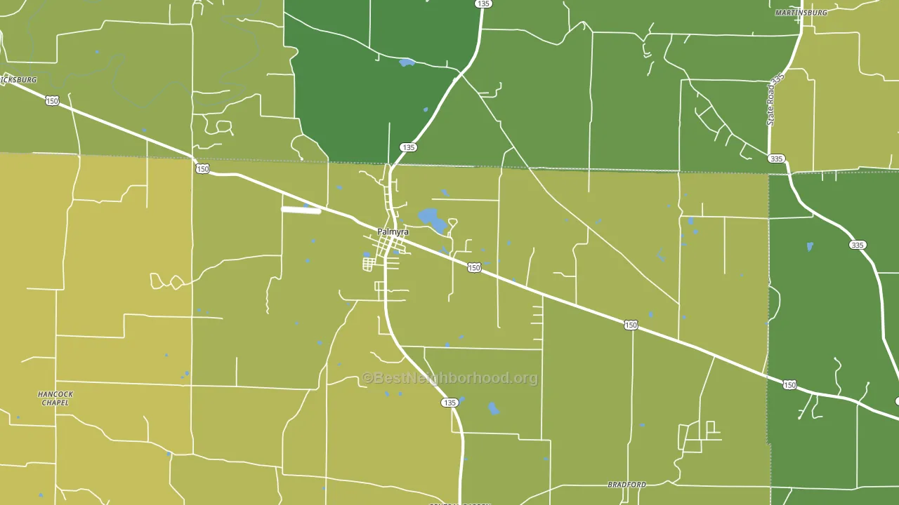 47164, IN block-group voter-turnout map