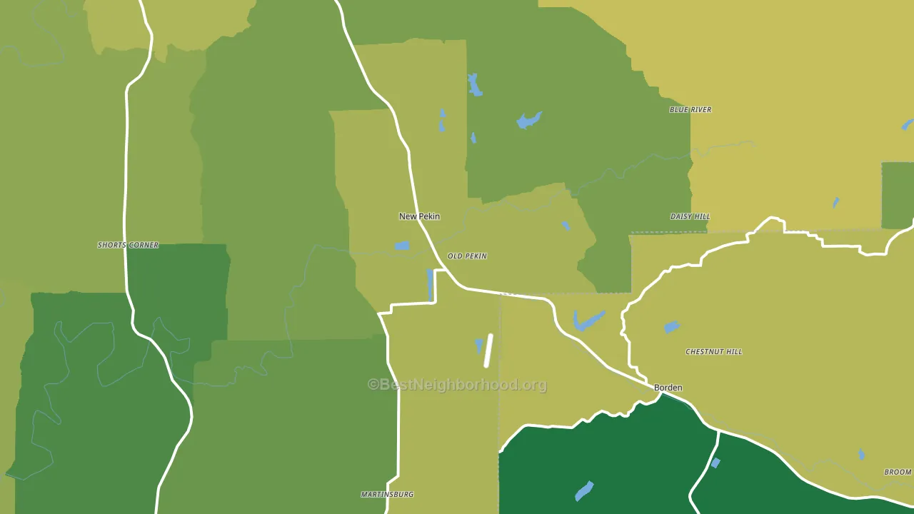 47165, IN block-group voter-turnout map