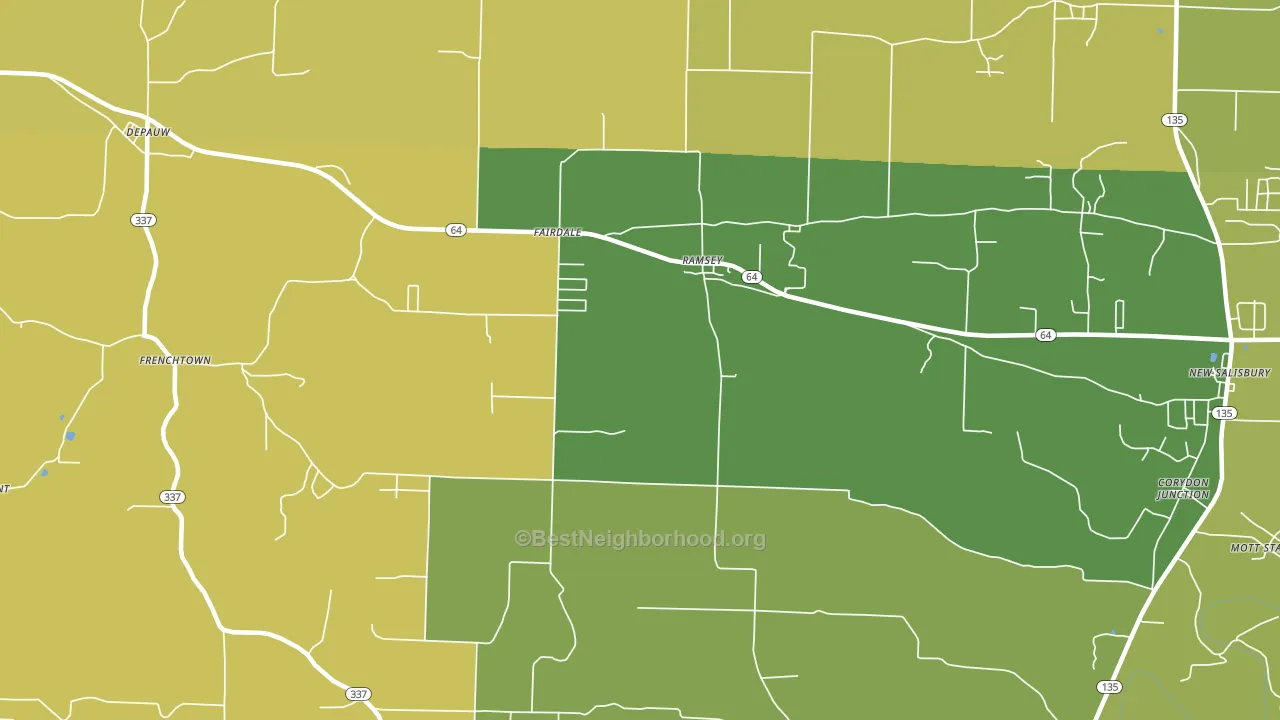 47166, IN block-group voter-turnout map