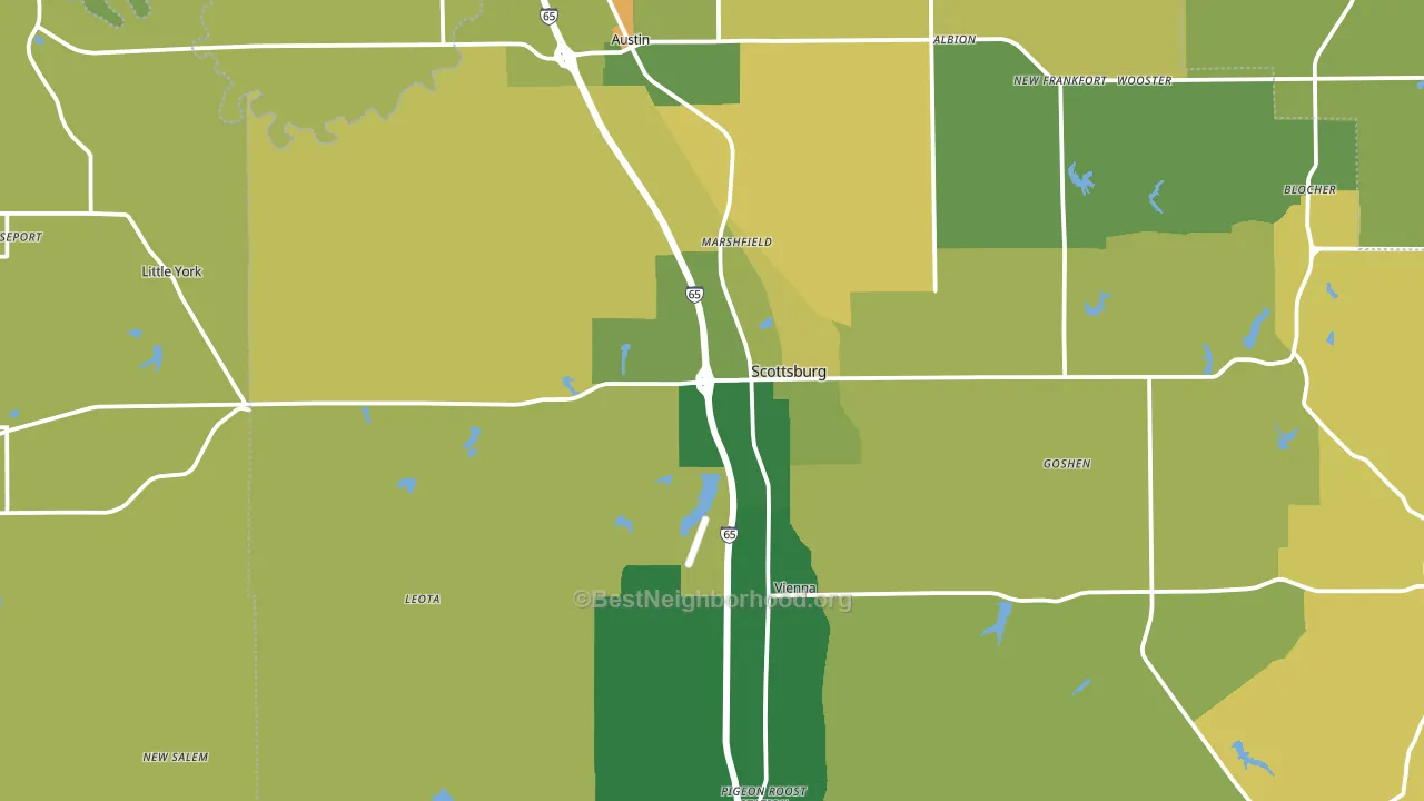 47170, IN block-group voter-turnout map
