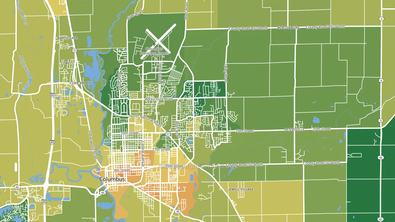 47203, IN block-group voter-turnout map
