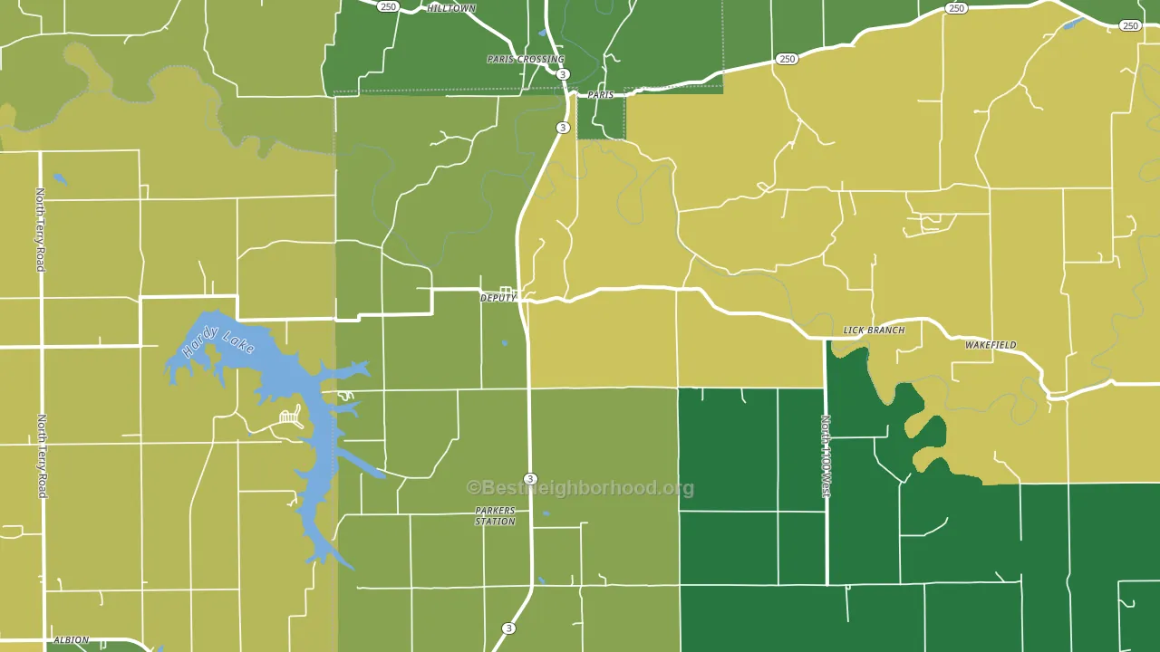 47230, IN block-group voter-turnout map