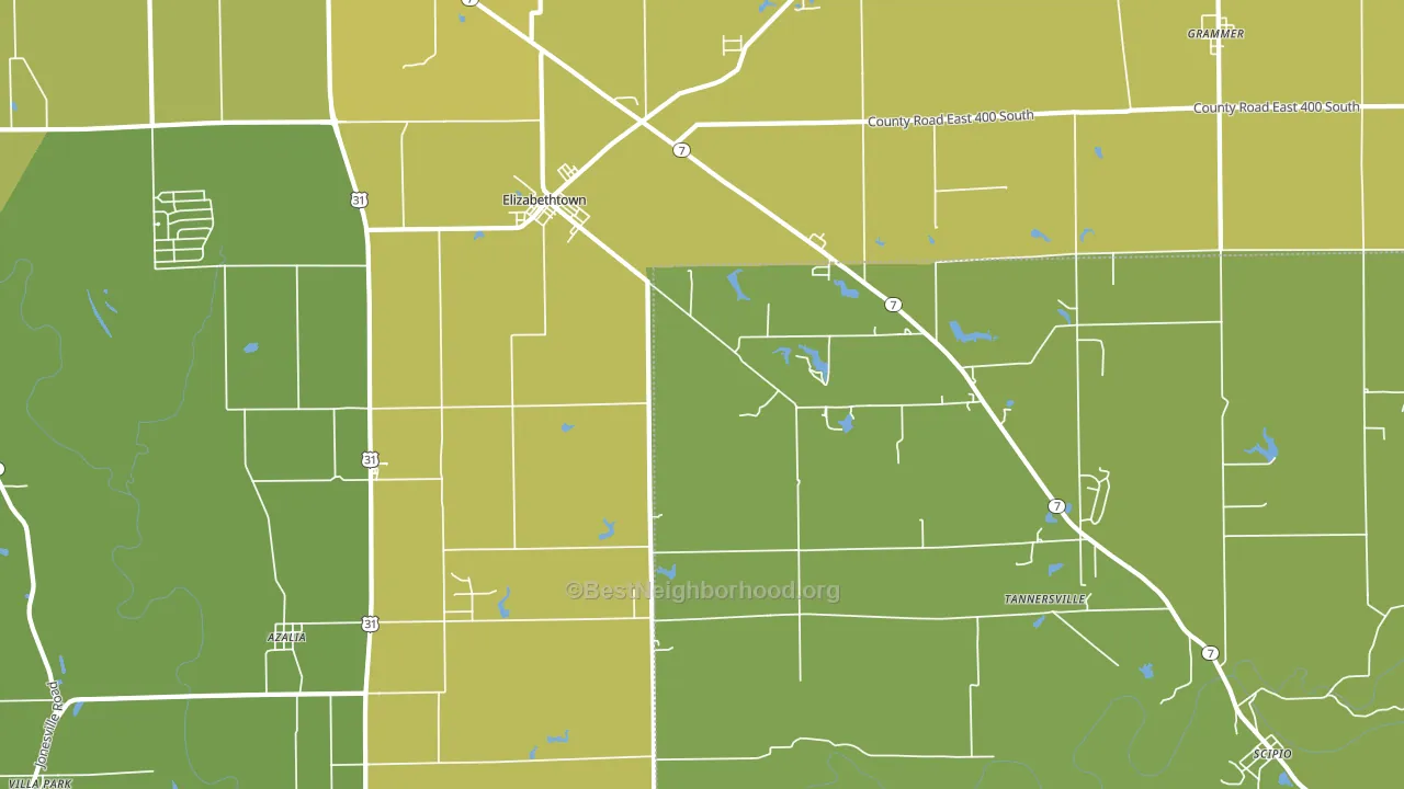 47232, IN block-group voter-turnout map