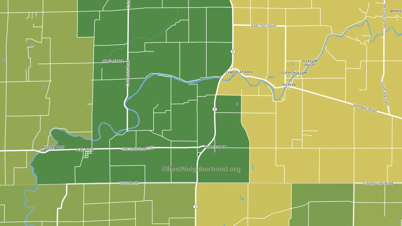 47234, IN block-group voter-turnout map