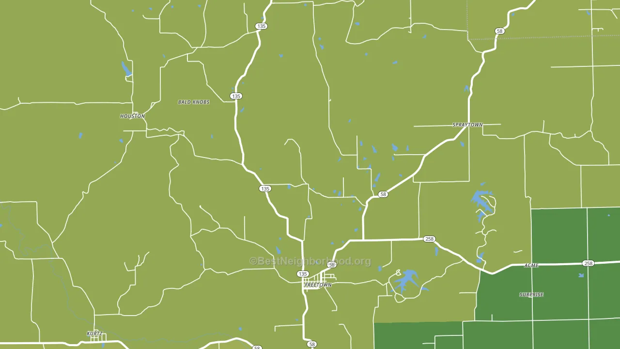 47235, IN block-group voter-turnout map