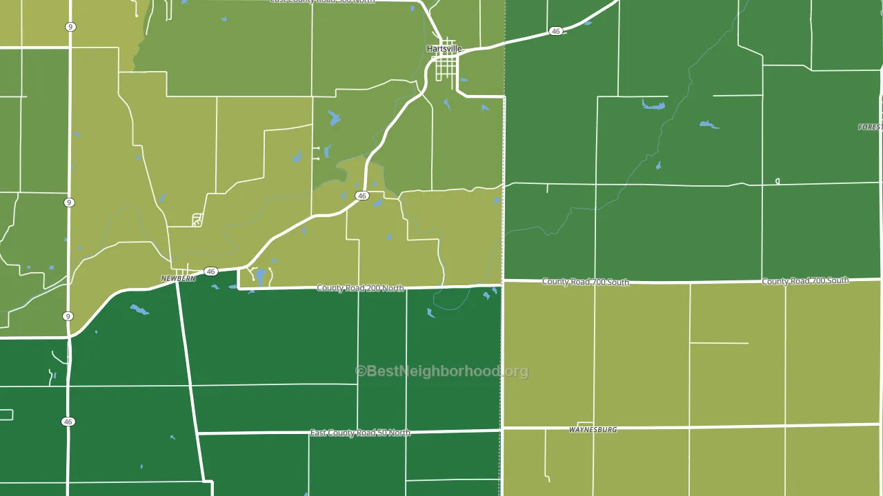 47244, IN block-group voter-turnout map