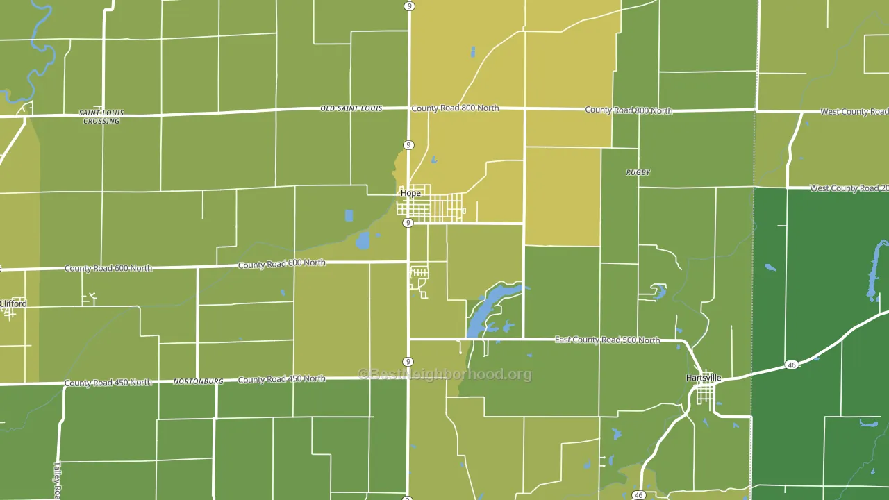 47246, IN block-group voter-turnout map