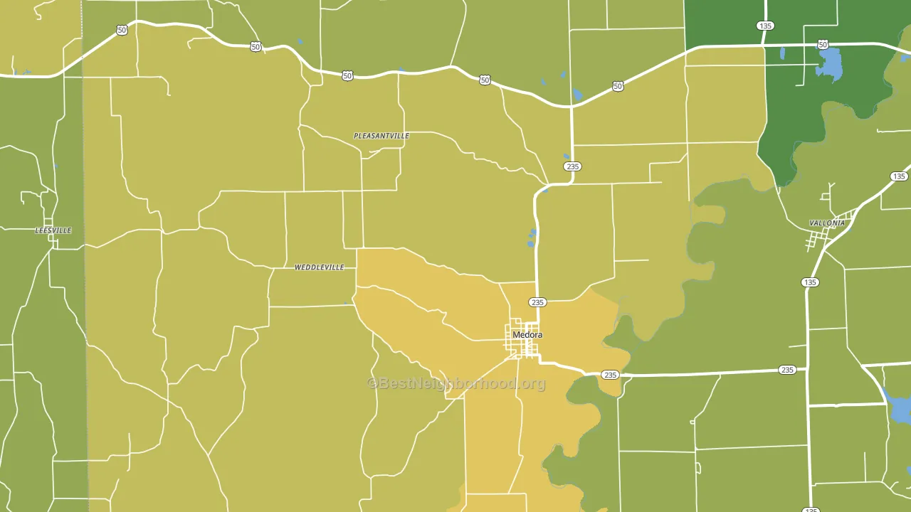 47260, IN block-group voter-turnout map