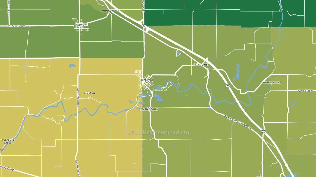 47272, IN block-group voter-turnout map