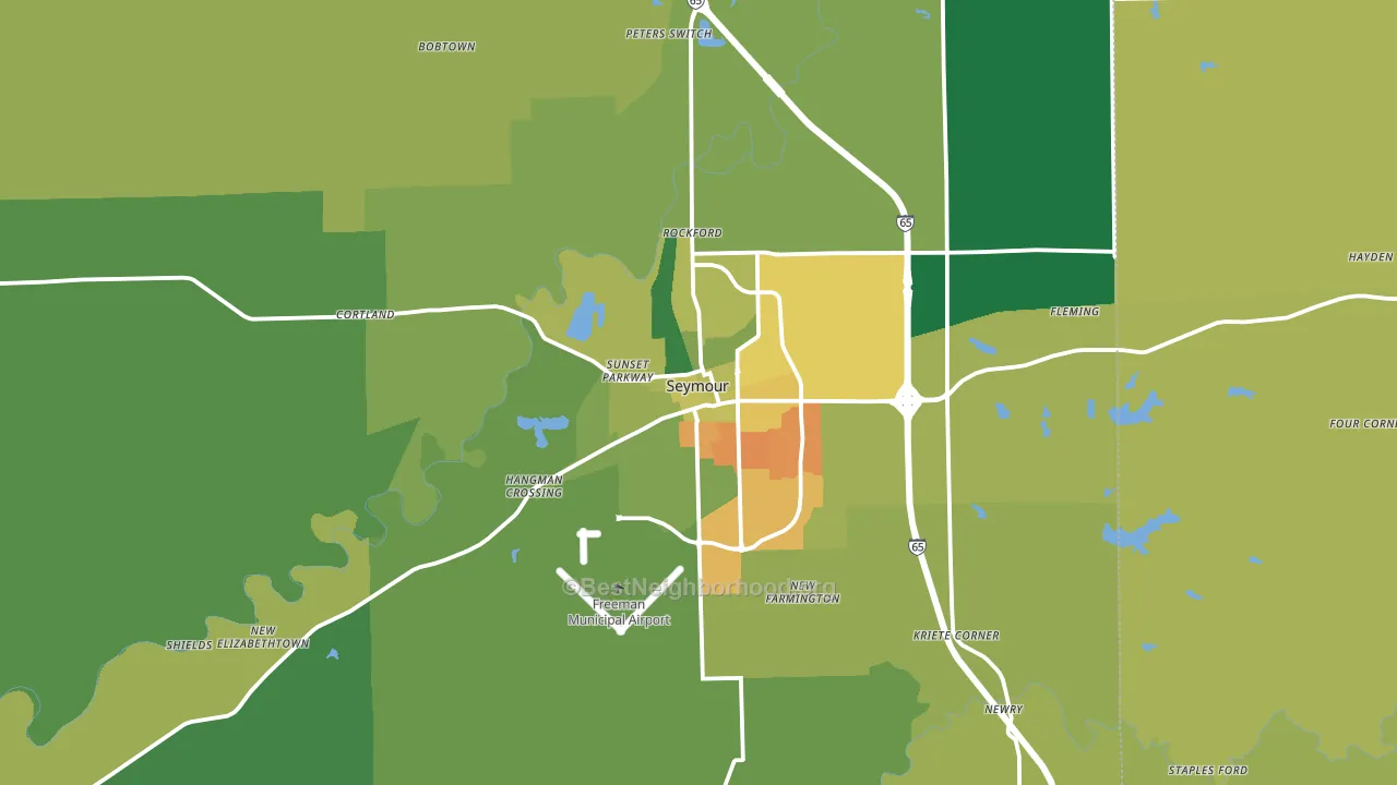47274, IN block-group voter-turnout map