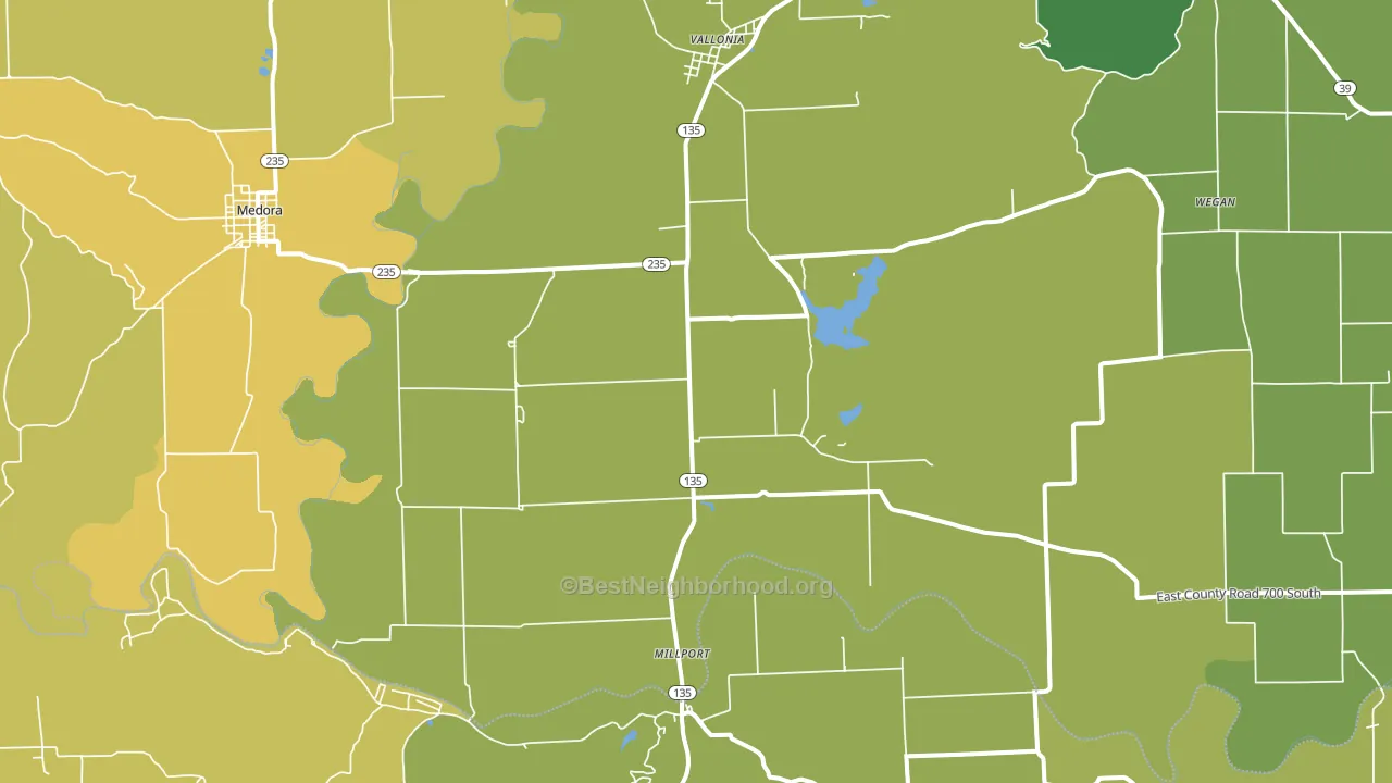 47281, IN block-group voter-turnout map