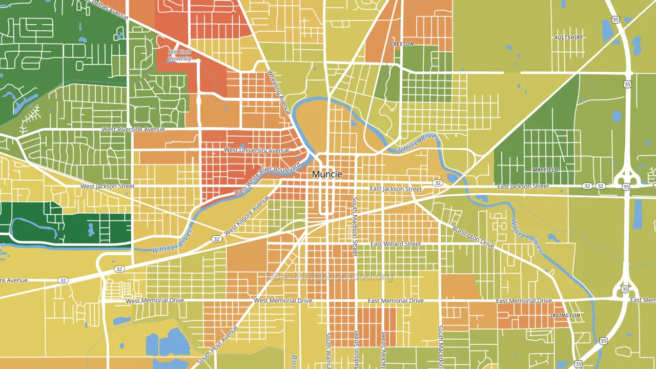 47305, IN block-group voter-turnout map