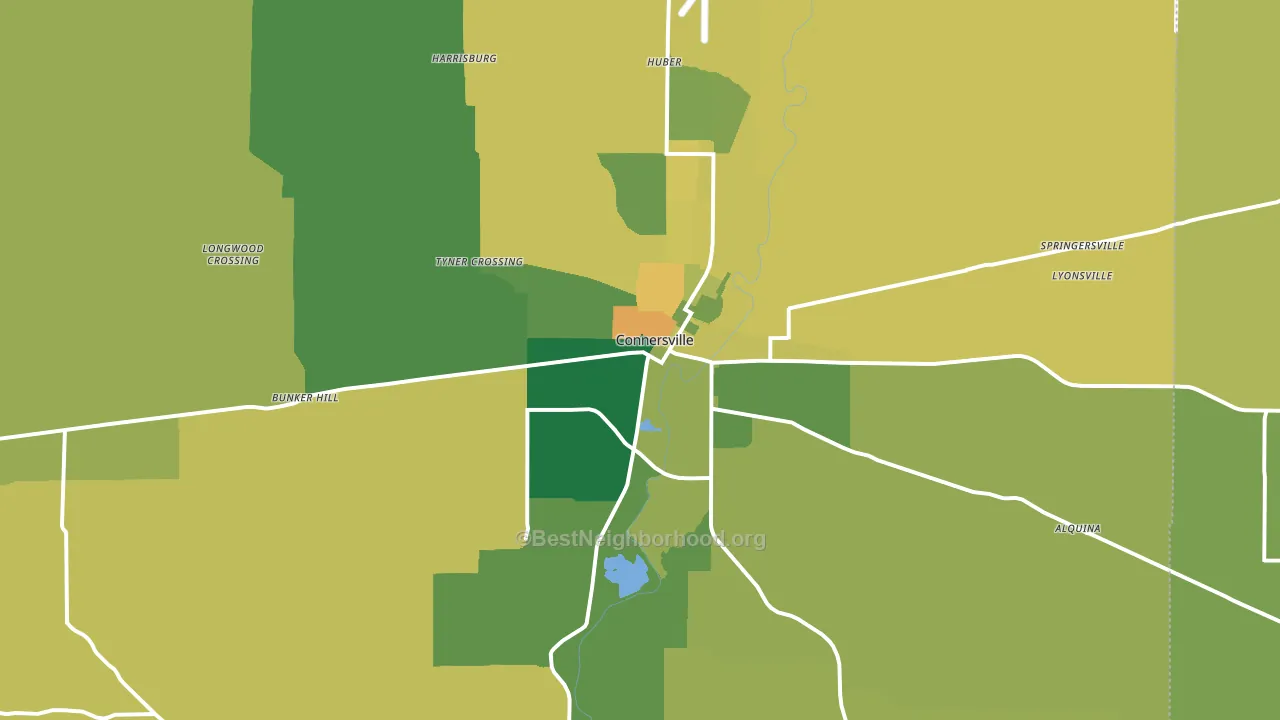 47331, IN block-group voter-turnout map