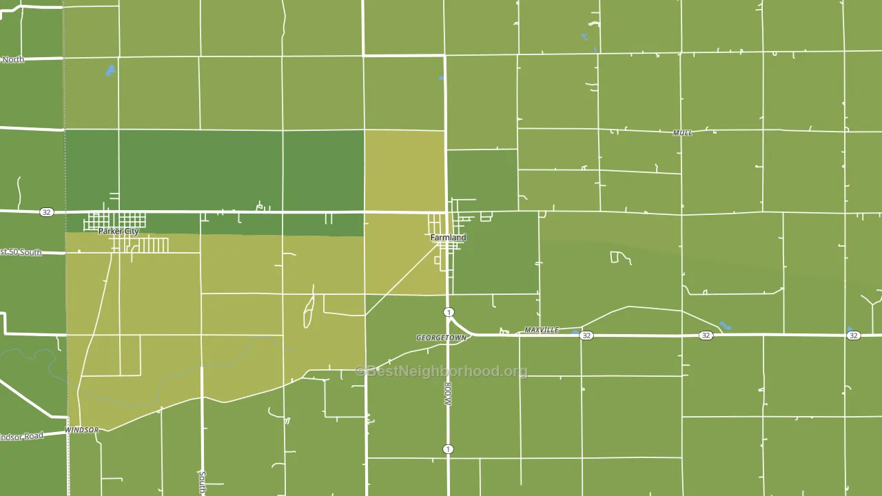 47340, IN block-group voter-turnout map