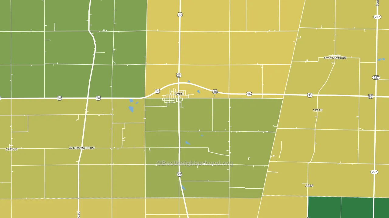 47355, IN block-group voter-turnout map