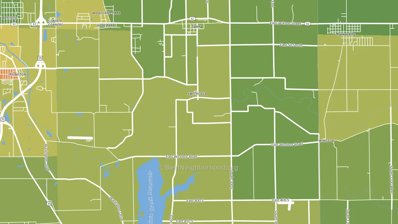 47383, IN block-group voter-turnout map