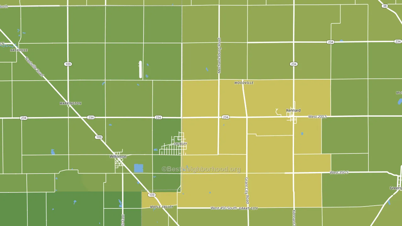 47384, IN block-group voter-turnout map