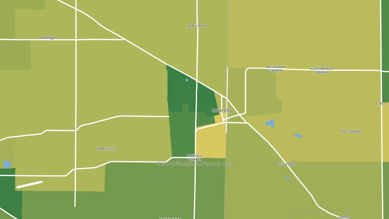 47390, IN block-group voter-turnout map