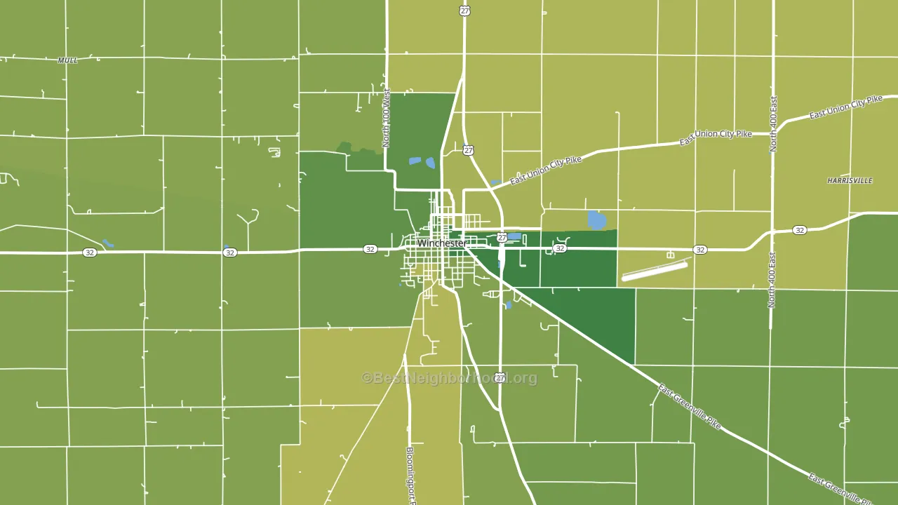 47394, IN block-group voter-turnout map