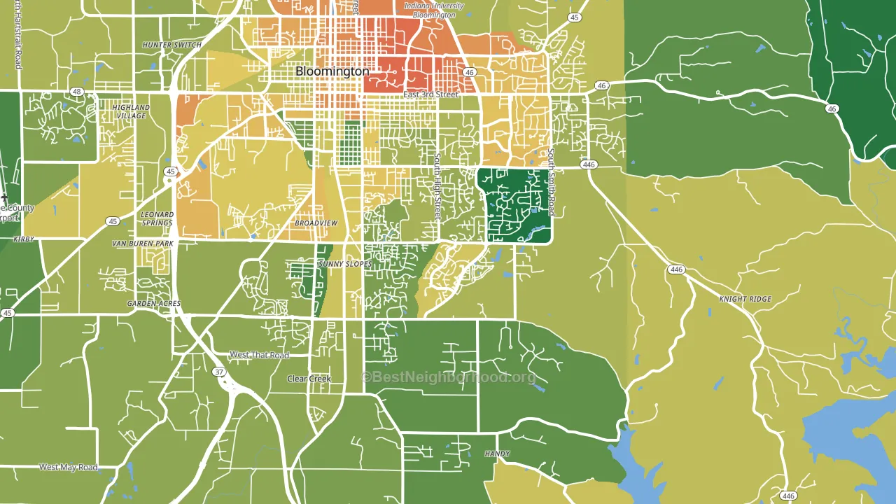47401, IN block-group voter-turnout map