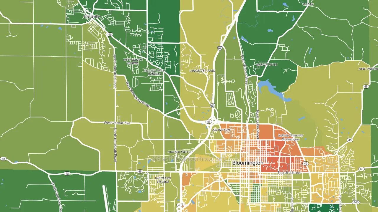 47404, IN block-group voter-turnout map