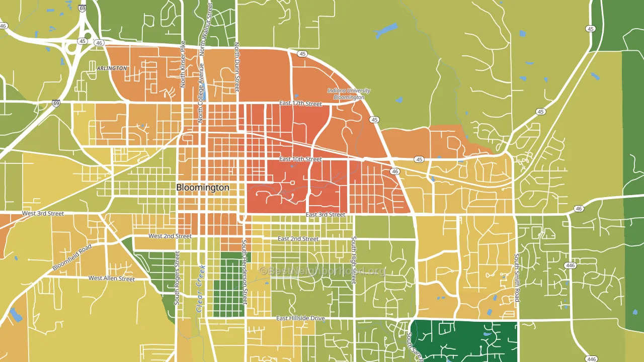 47405, IN block-group voter-turnout map