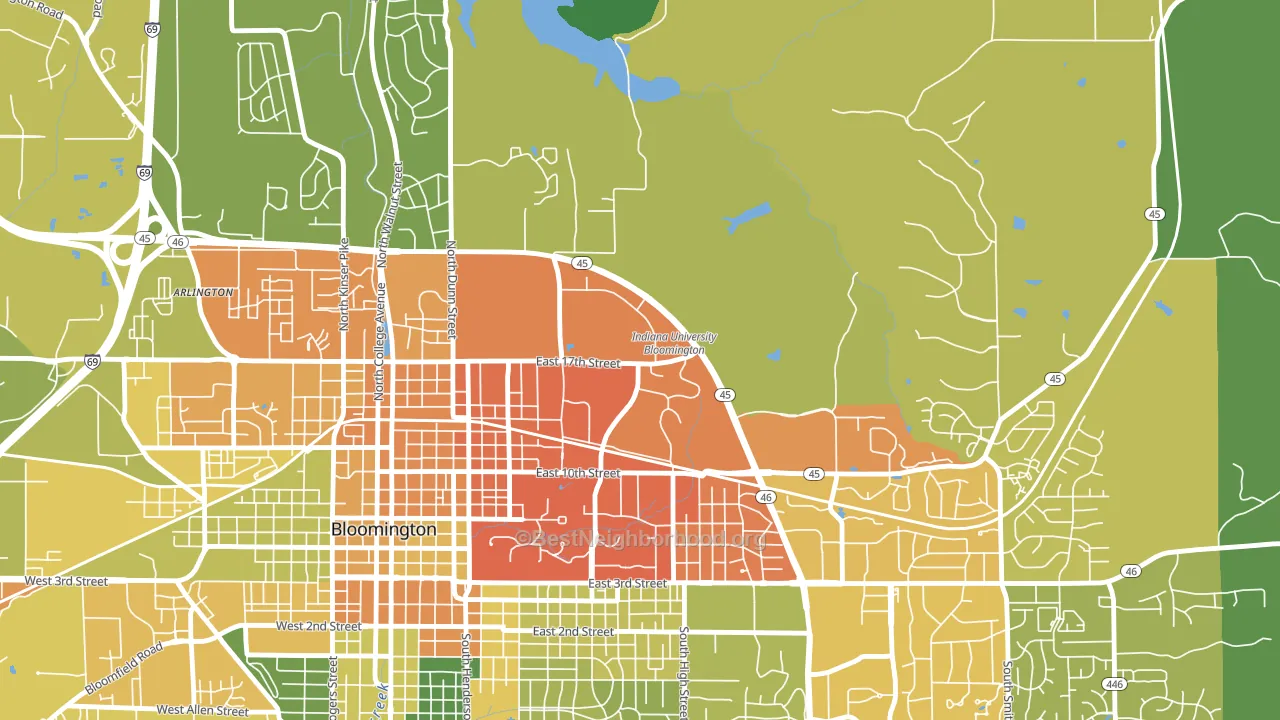 47406, IN block-group voter-turnout map