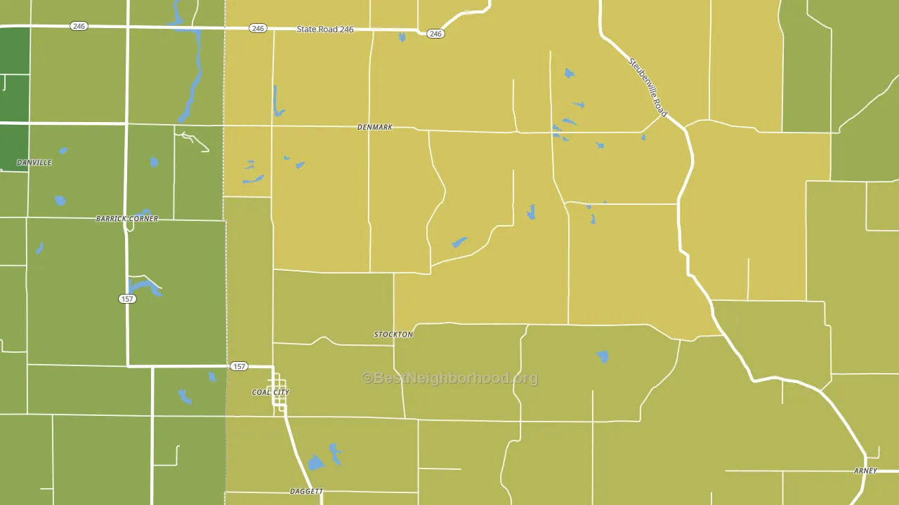 47427, IN block-group voter-turnout map