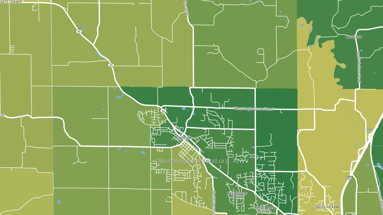 47429, IN block-group voter-turnout map