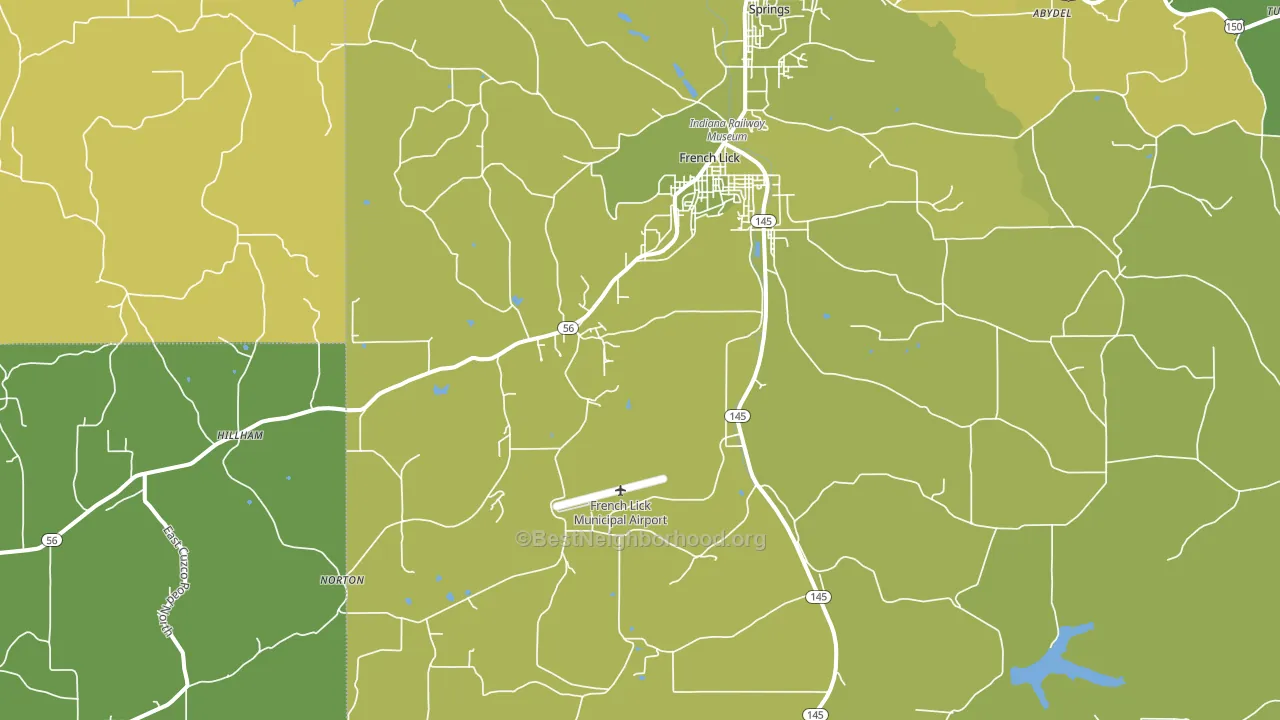 47432, IN block-group voter-turnout map