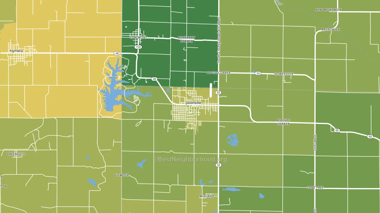 47438, IN block-group voter-turnout map