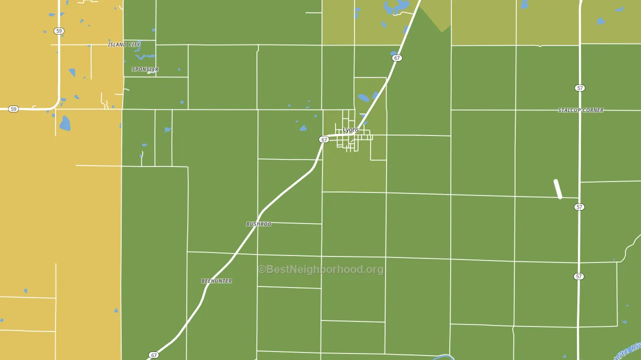 47443, IN block-group voter-turnout map